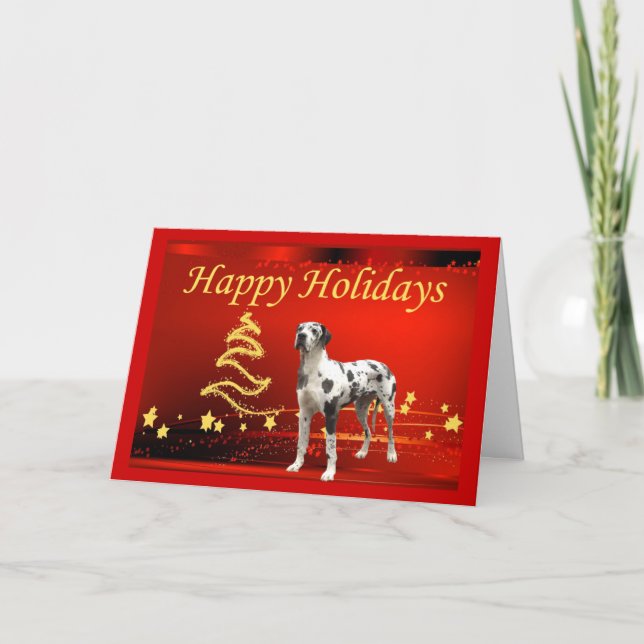 Festividades Estrelas do cartão de Natal de great dane (Frente)