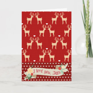 Festividades Eu te amo, cartão de Natal dos cervos (vermelho)