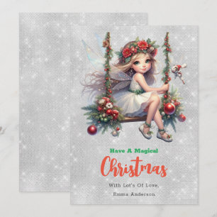 Festividades Fada de Natal de Silver Glitter   Cartão de Férias