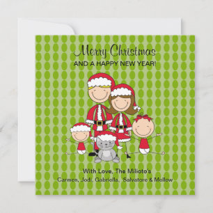 Festividades Família de 4 com Cartão de Natal Gente do Cat St