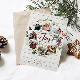 Festividades Farmhouse Wreath   Cartão com fotos de férias