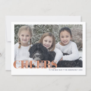 Festividades Faux Copper Foil aplaude Cartão com fotos de Ano N