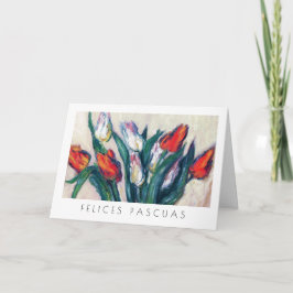 Festividades Felices Pascuas. Cartão de Páscoa de arte em espan