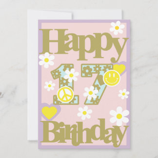 Festividades Feliz 17.º aniversário - Cartão de Menina com Flor