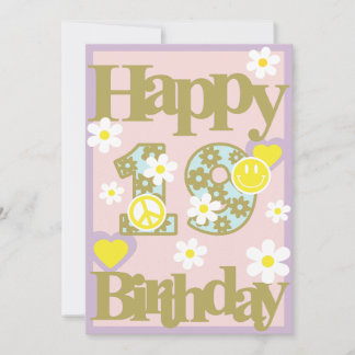 Festividades Feliz 19.º aniversário - Cartão de Menina com Flor