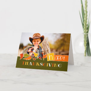Festividades Feliz Ação de Graças. Cartão com fotos Personaliza