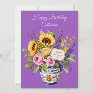 Festividades Feliz Aniversário. Bouquet de aquarela. Cartão de 