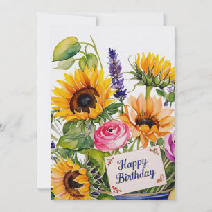 Festividades Feliz aniversário. Buquê de flores cartão de feria