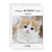 Feliz Ano MEOW 2025 Cartão de Férias de gato fofo