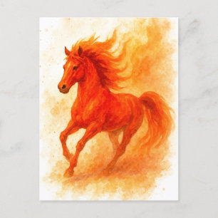 Festividades Feliz Ano Novo 2026 Cavalo de Fogo Cartão Postal