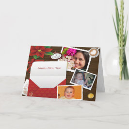 Festividades Feliz Ano Novo com Holly Adicionar Foto Cartão de 