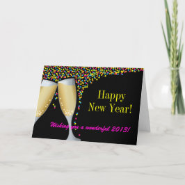 Festividades Feliz ano novo I Vidros de Champanhe Cartão de Sau