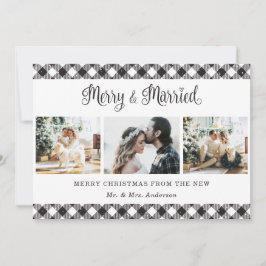 Festividades Feliz branca preta e cartão de Natal casado