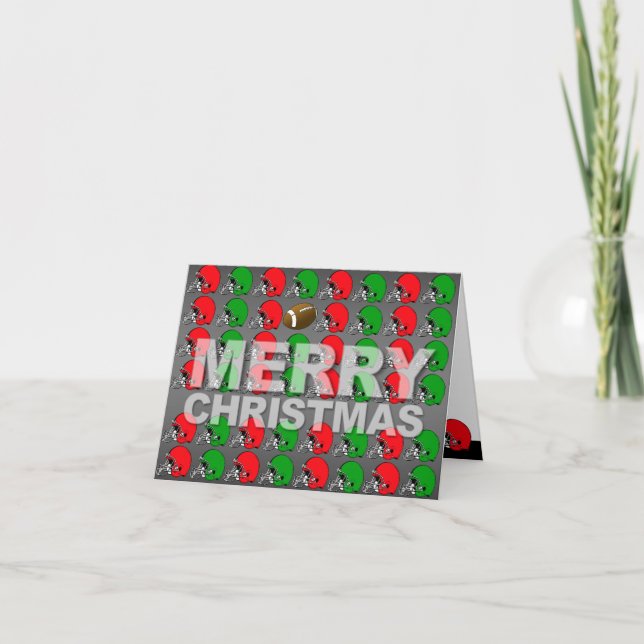 Festividades Feliz Capacete de Futebol com Cartão de Natal (Frente)