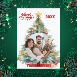 Festividades Feliz cartão com fotos de árvore de Natal