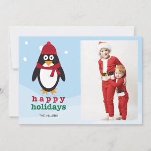Festividades Feliz Cartão com fotos de Férias com Pinguim - N