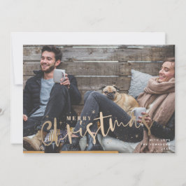 Festividades feliz cartão com fotos de Natal de faux de ouro