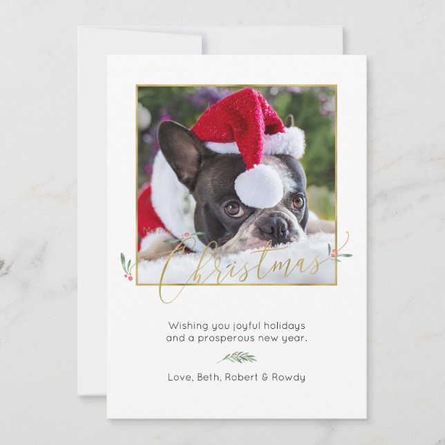 Festividades Feliz Cartão com fotos de Natal Elegante (Frente)