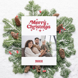 Festividades Feliz cartão com fotos vermelho branco de Natal