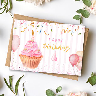 Festividades Feliz Cartão de Aniversário do Cupcake de Aniversá