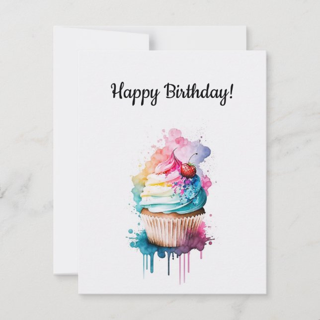 Festividades Feliz Cartão de Cupcake de Aniversário (Frente)