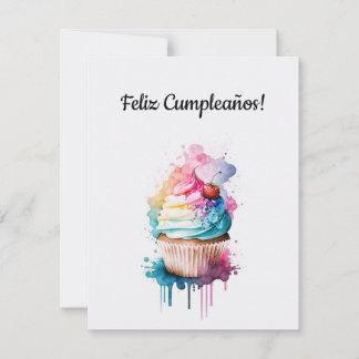 Festividades Feliz Cartão De Cupcake De Aniversário Em Espanhol