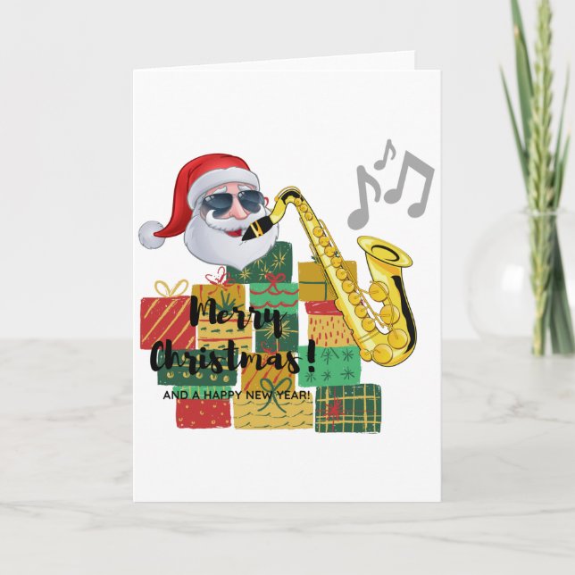 Festividades Feliz cartão de Natal do Saxofone (Frente)