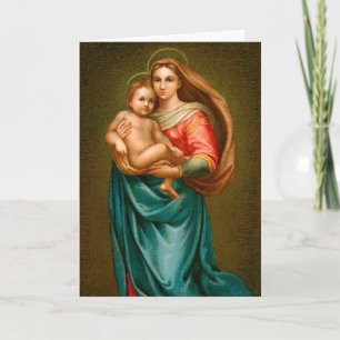 Festividades Feliz Cartão de Natal Madonna e Criança