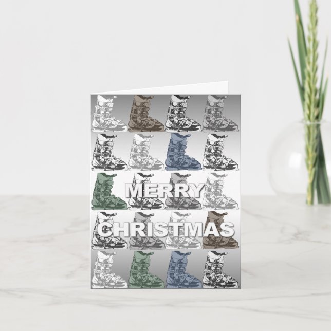 Festividades Feliz Cartão de Natal Ski Boot Winter Sport Alto (Frente)