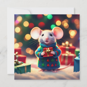 Festividades Feliz Cartão de Saudação de Rato de Natal