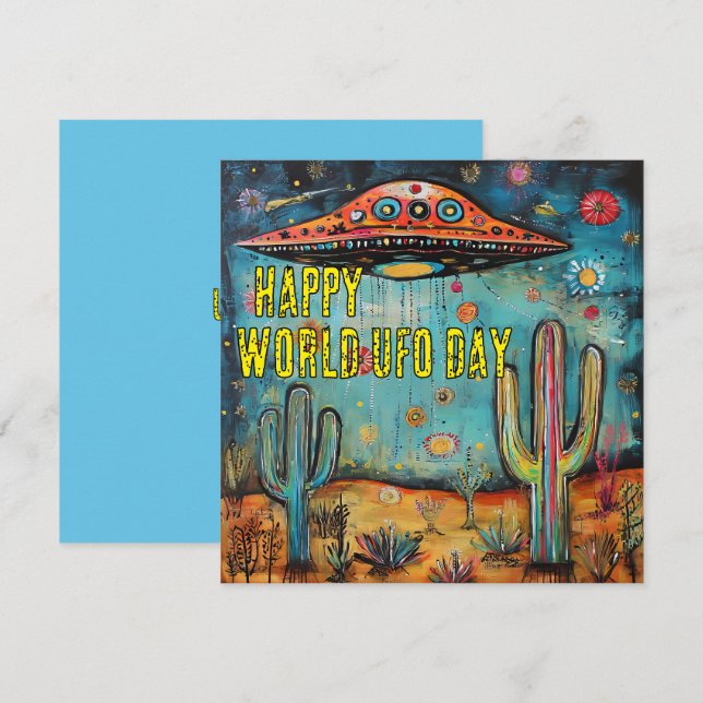 Festividades Feliz Cartão Mundial de OVNI (Frente/Verso)