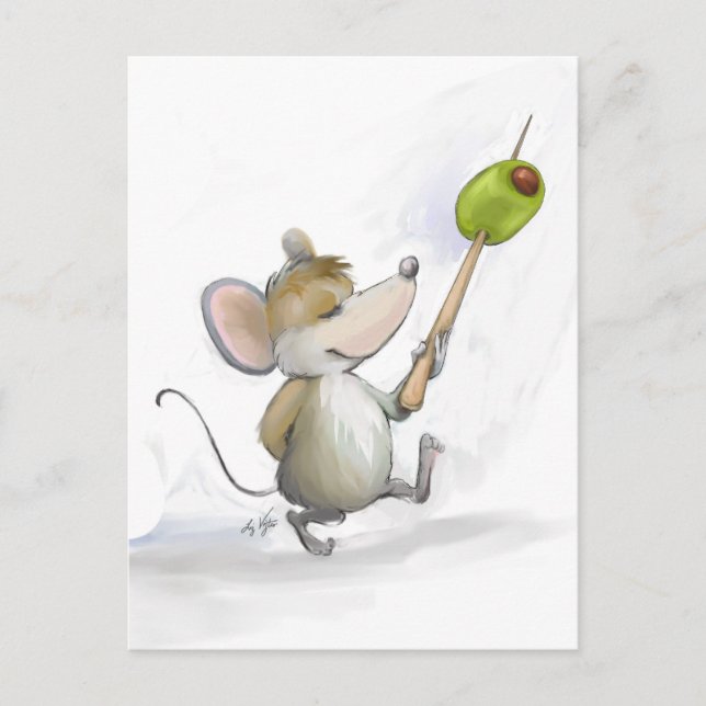 Festividades Feliz do mouse com cartão postal de oliveira (Frente)