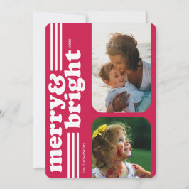 Festividades Feliz e Cartão com fotos de férias magenta retrorr