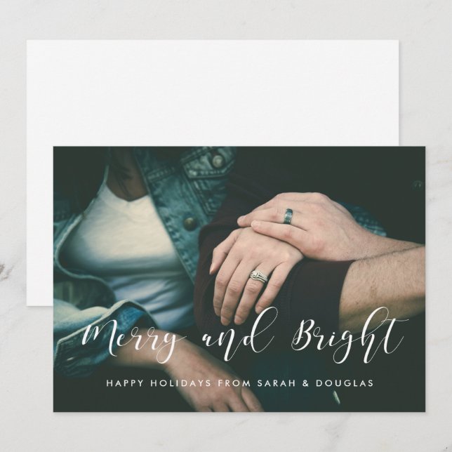 Festividades Feliz e cartão com fotos elegante de feriado (Frente/Verso)