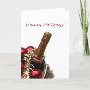 Festividades Feliz Holigays gay x-mas champanhe de cartão