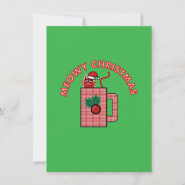 Festividades Feliz Natal Cartão de Boas Festas Verde MEOWY