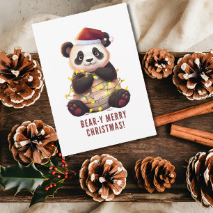 Festividades Feliz Natal! Cartão de Férias Panda Reproduzido