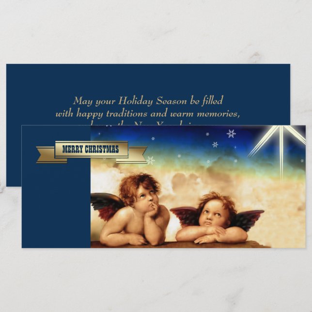 Festividades Feliz Natal. Cartão de Natal De Arte Fina (Frente/Verso)
