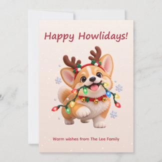 Festividades Feliz Natal Corgi Fofo Cartão de Natal