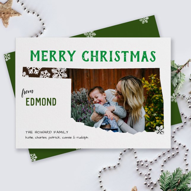 Festividades Feliz Natal do Cartão de Férias de Oklahoma (From the state of Oklahoma with love one photo Christmas holiday card and moving announcement)