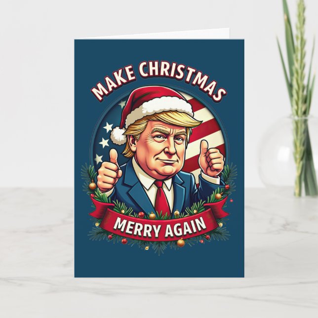 Festividades Feliz Natal Donald Trump Cartão de Natal (Frente)