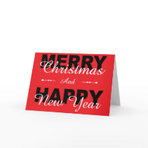 Feliz Natal e Feliz ano novo Cartão de Férias Verm