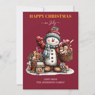 Festividades Feliz Natal em Julho Cartão de Boas Festas Homem d
