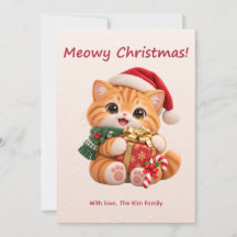 Feliz Natal Meowy Cartão de Férias de Gatinho Fofo