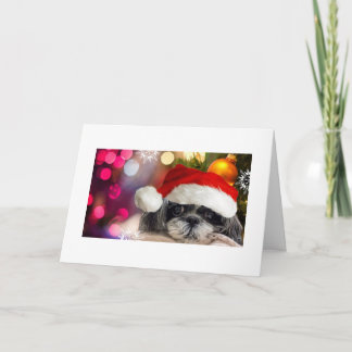 Festividades Feliz Natal Shih Tzu Cartão de Saudação