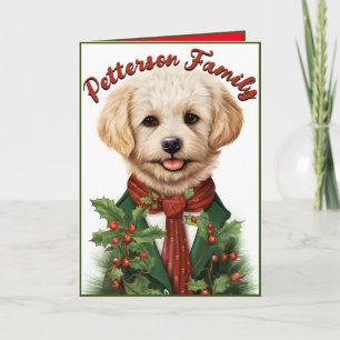 Festividades Feliz Natal Vermelho: Cartão de Cachorrinho Adoráv