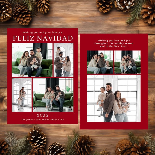 Festividades Feliz Navidad Cartão de Férias com Múltiplas Fotos (Criador carregado)