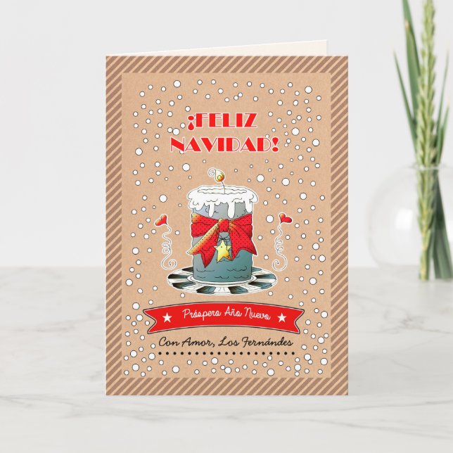 Festividades Feliz Navidad. Cartão de Natal em espanhol (Frente)