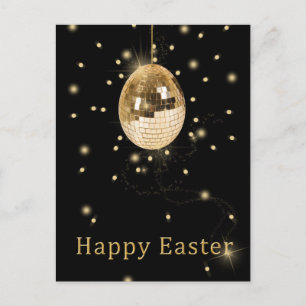 Festividades Feliz Páscoa Bola de Disco Dourada Cartão Postal d