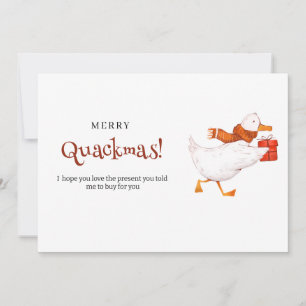 Festividades Feliz Quackmas! Cartão de Natal de Pato Divertido,